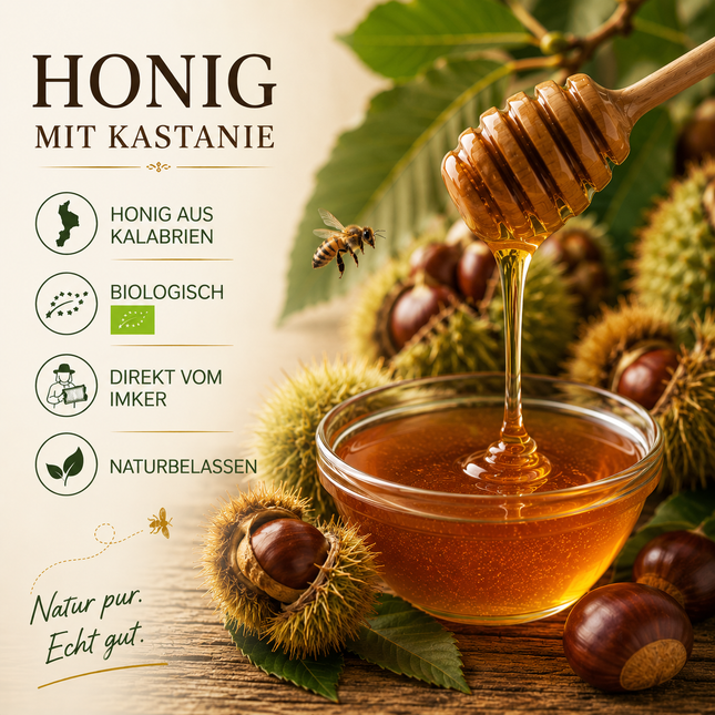 Bio Kastanien Honig aus Kalabrien 500g