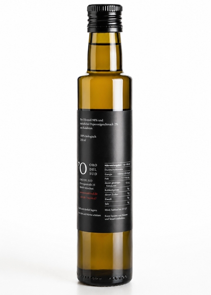 Organic extra virgin olive oil with peppers 250ml