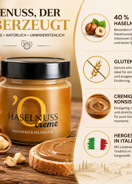 Haselnusscreme aus Kalabrien – vegane Nusscreme, 210 g