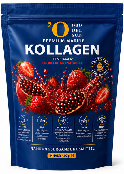 Premium Marine Kollagen Pulver – Erdbeere & Granatapfel – 450 g