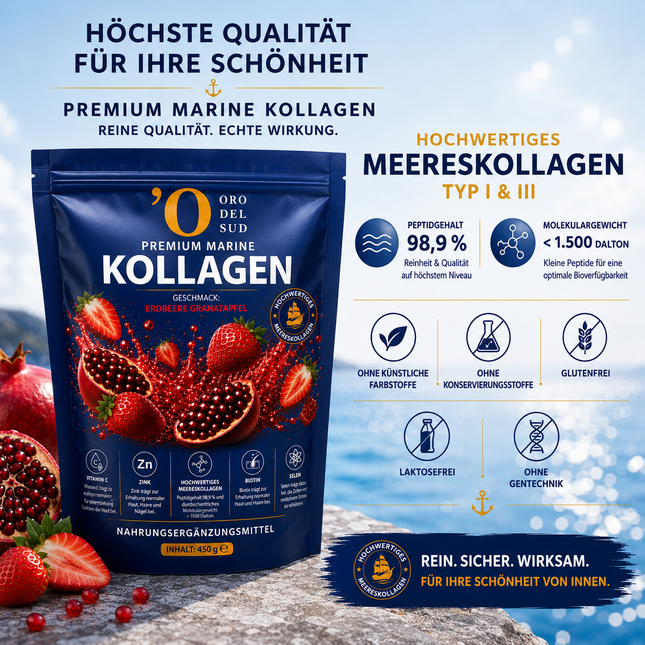 Premium Marine Collagen Powder – Strawberry & Pomegranate – 450 g