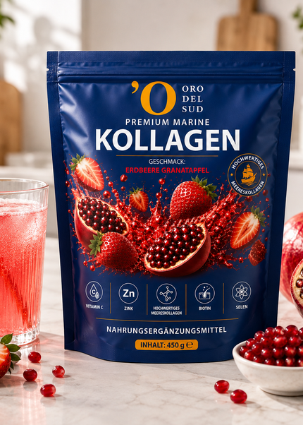 Premium Marine Kollagen Pulver – Erdbeere & Granatapfel – 450 g