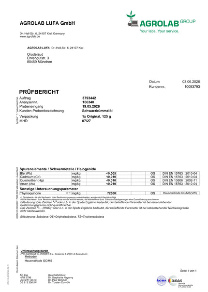 Schwarzkümmelöl (Nigella sativa) aus Äthiopien 125ml