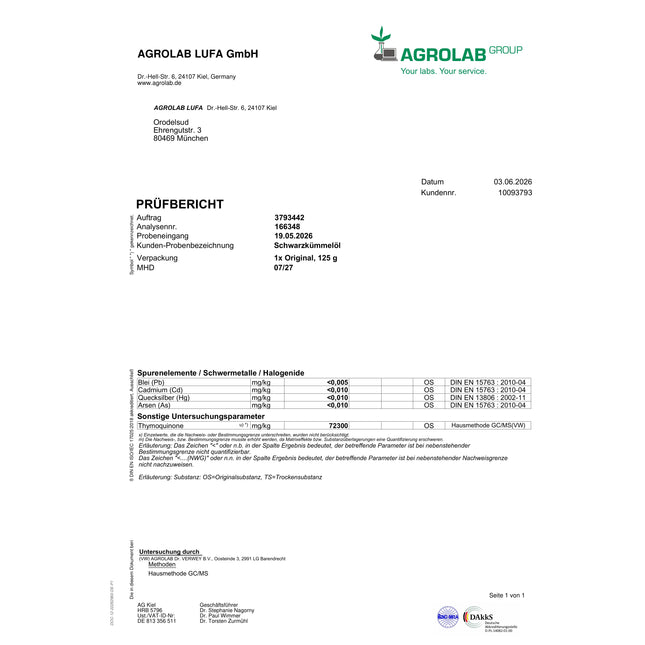 Schwarzkümmelöl (Nigella sativa) aus Äthiopien 125ml