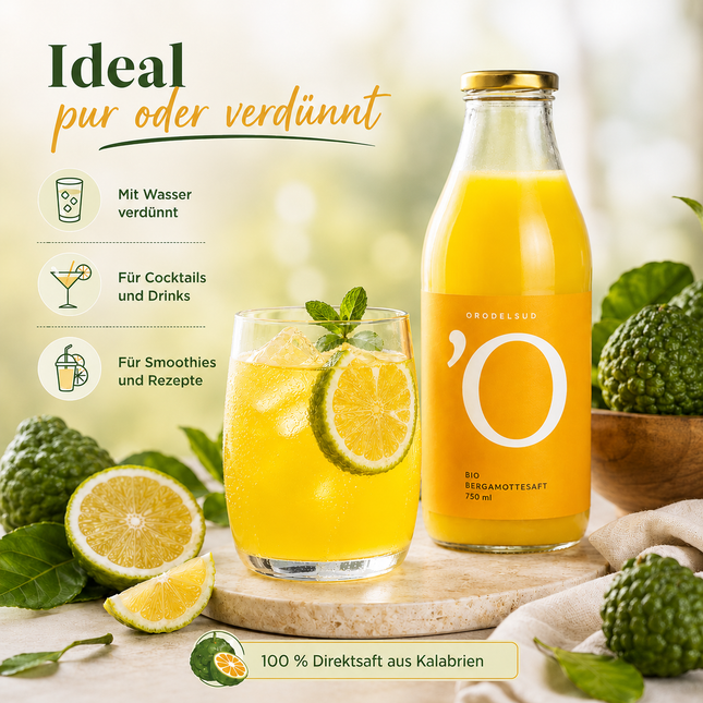 Bio Bergamottesaft 750 ml – 100 % Direktsaft aus Kalabrien