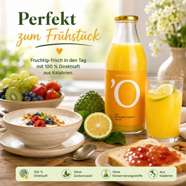 Bio Bergamottesaft 750 ml – 100 % Direktsaft aus Kalabrien
